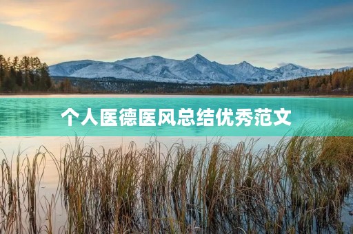个人医德医风总结优秀范文