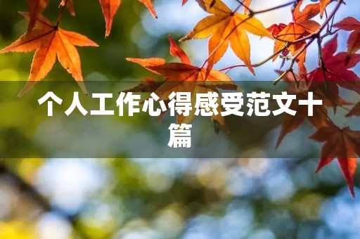 个人工作心得感受范文十篇