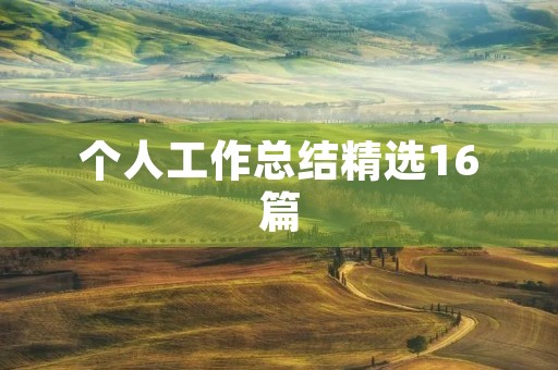 个人工作总结精选16篇