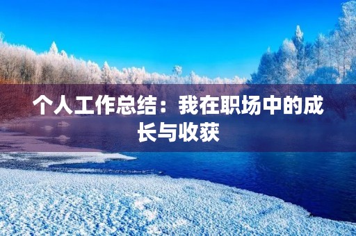 个人工作总结:我在职场中的成长与收获 个人工作总结:我在职场中的成长与收获