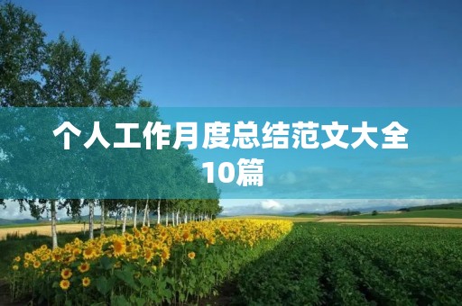 个人工作月度总结范文大全10篇