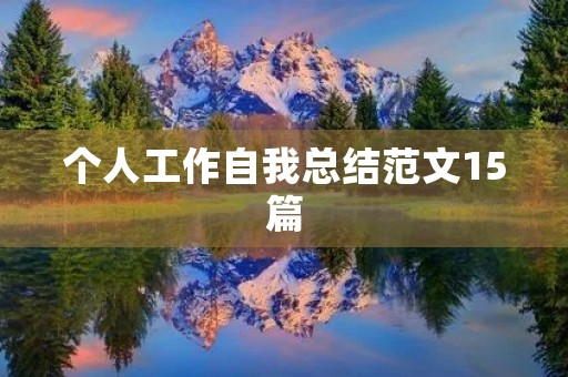 个人工作自我总结范文15篇