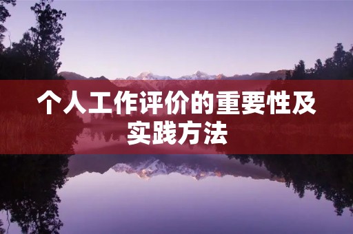 个人工作评价的重要性及实践方法