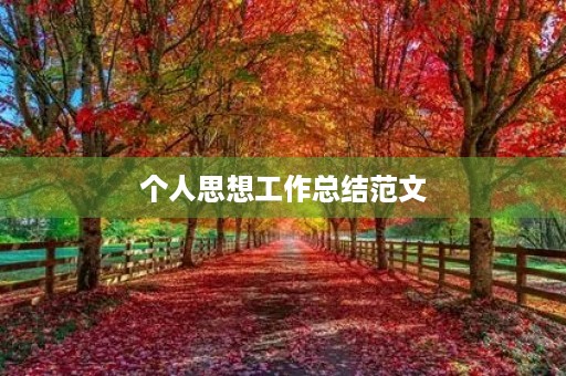 个人思想工作总结范文