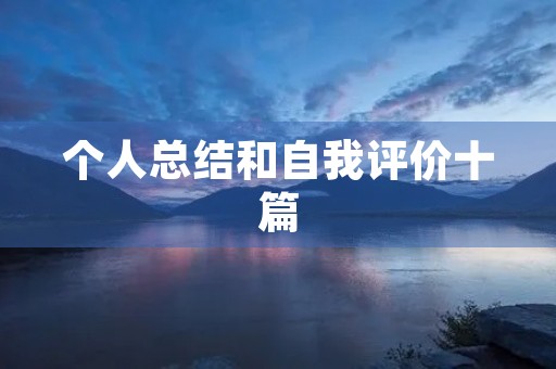 个人总结和自我评价十篇