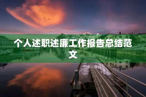 个人述职述廉工作报告总结范文