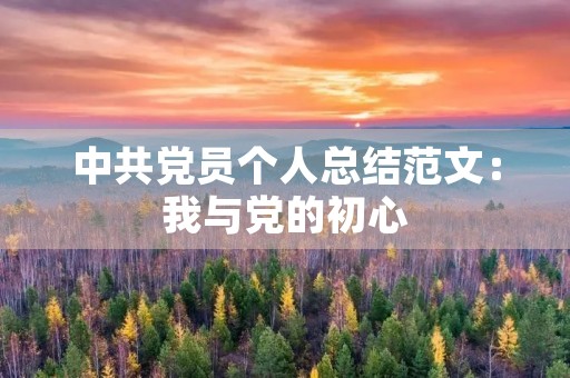 中共党员个人总结范文:我与党的初心 中共党员个人总结范文:我与党的初心