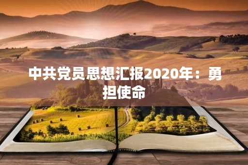 中共党员思想汇报2020年：勇担使命，奋发有为