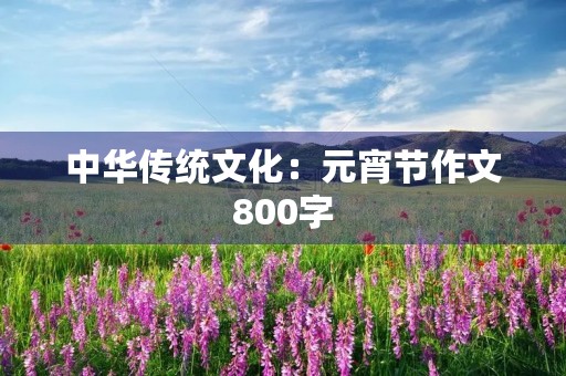 中华传统文化:元宵节作文800字 中华传统文化:元宵节作文800字