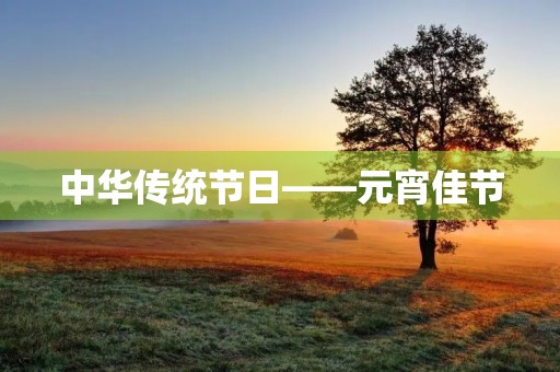 中华传统节日——元宵佳节 中华传统节日——元宵佳节