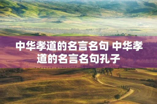 中华孝道的名言名句 中华孝道的名言名句孔子