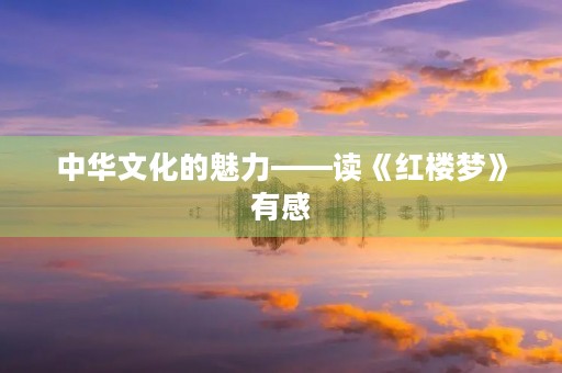 中华文化的魅力——读《红楼梦》有感 中华文化的魅力——读《红楼梦》有感
