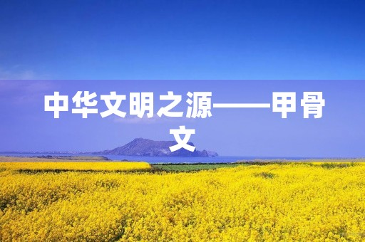 中华文明之源——甲骨文 中华文明之源——甲骨文