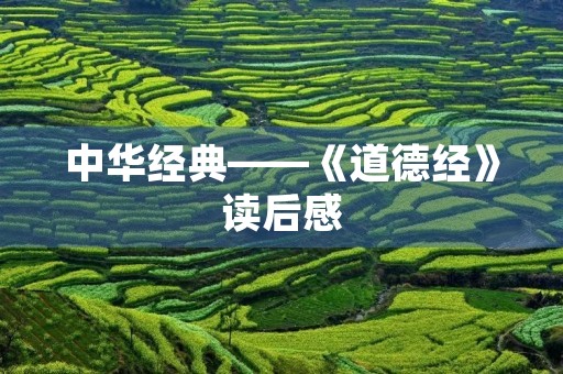 中华经典——《道德经》读后感