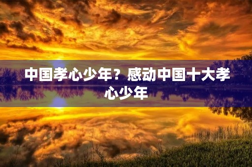 中国孝心少年？感动中国十大孝心少年