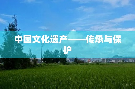 中国文化遗产——传承与保护