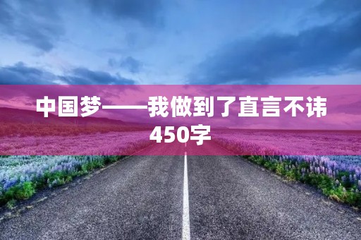 中国梦——我做到了直言不讳450字