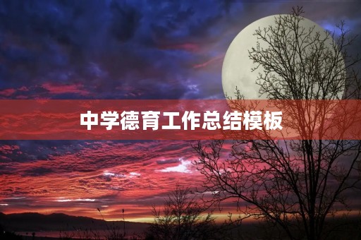 中学德育工作总结模板