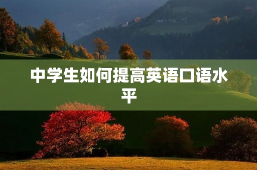 中学生如何提高英语口语水平