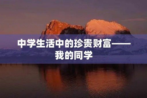 中学生活中的珍贵财富——我的同学