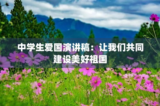 中学生爱国演讲稿：让我们共同建设美好祖国