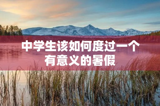 中学生该如何度过一个有意义的暑假