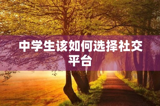 中学生该如何选择社交平台