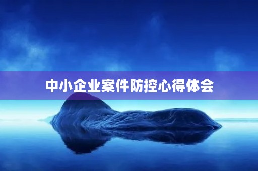 中小企业案件防控心得体会 中小企业案件防控心得体会