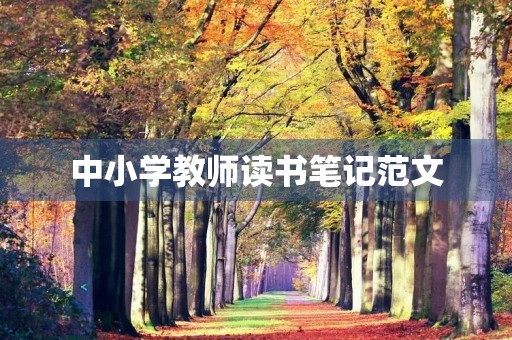 中小学教师读书笔记范文