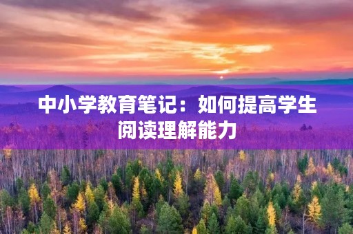 中小学教育笔记：如何提高学生阅读理解能力