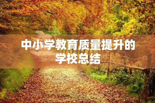 中小学教育质量提升的学校总结 中小学教育质量提升的学校总结