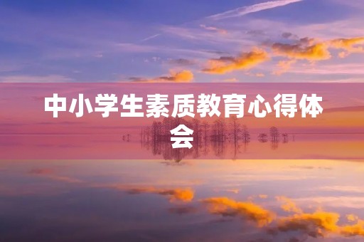 中小学生素质教育心得体会