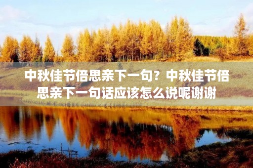 中秋佳节倍思亲下一句？中秋佳节倍思亲下一句话应该怎么说呢谢谢
