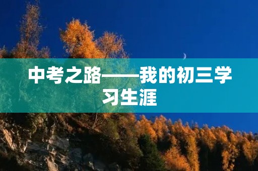 中考之路——我的初三学习生涯