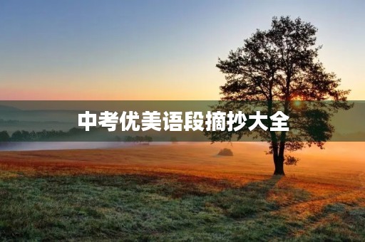 中考优美语段摘抄大全 中考优美语段摘抄大全