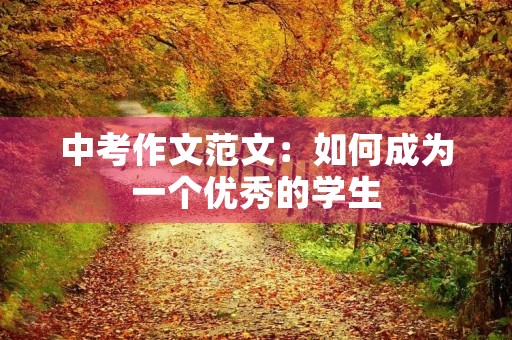 中考作文范文：如何成为一个优秀的学生