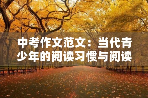 中考作文范文:当代青少年的阅读习惯与阅读体验 中考作文范文:当代青少年的阅读习惯与阅读体验
