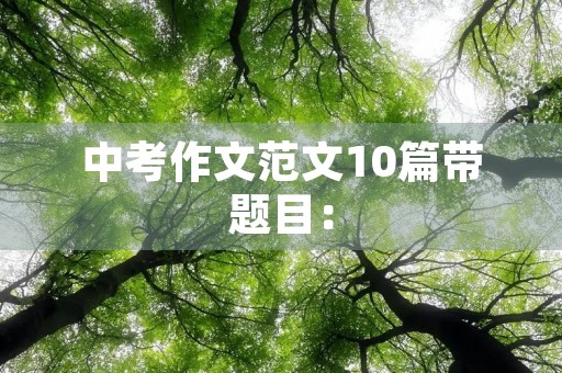 中考作文范文10篇带题目：