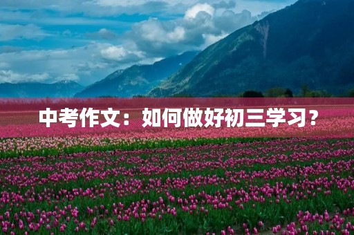 中考作文：如何做好初三学习？