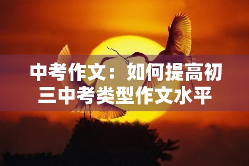 中考作文：如何提高初三中考类型作文水平