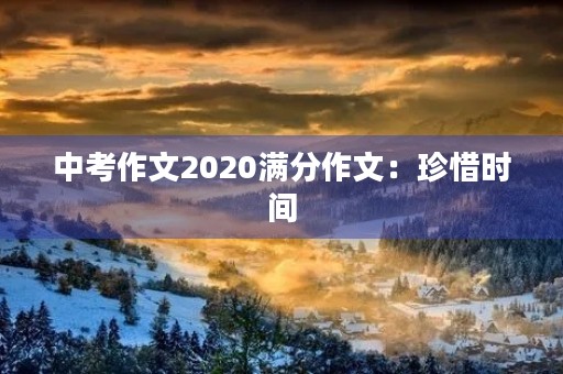 中考作文2020满分作文：珍惜时间，创造未来