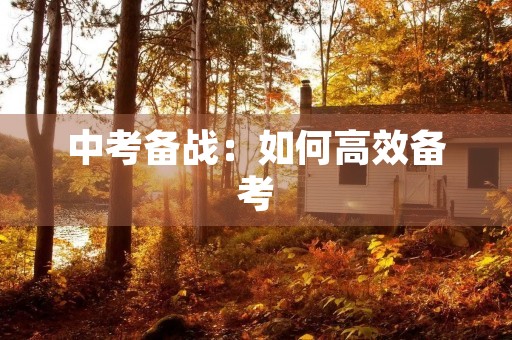 中考备战：如何高效备考