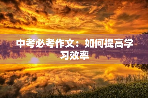 中考必考作文:如何提高学习效率 中考必考作文:如何提高学习效率