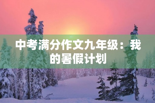 中考满分作文九年级：我的暑假计划