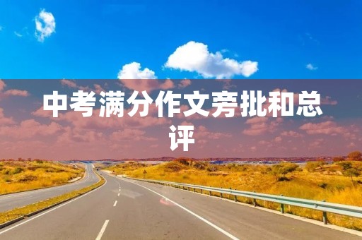 中考满分作文旁批和总评 中考满分作文旁批和总评
