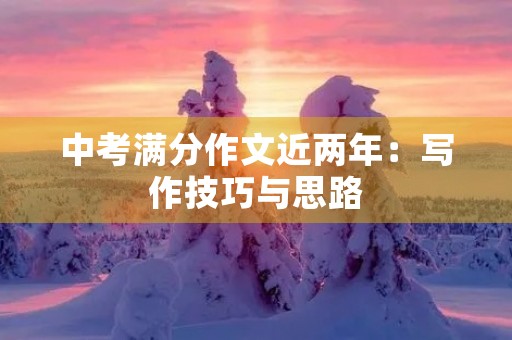 中考满分作文近两年：写作技巧与思路