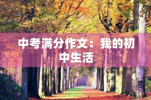 中考满分作文：我的初中生活