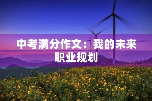 中考满分作文:我的未来职业规划 中考满分作文:我的未来职业规划