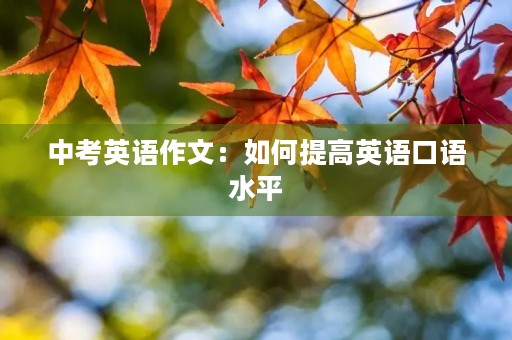 中考英语作文：如何提高英语口语水平