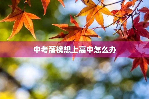 中考落榜想上高中怎么办